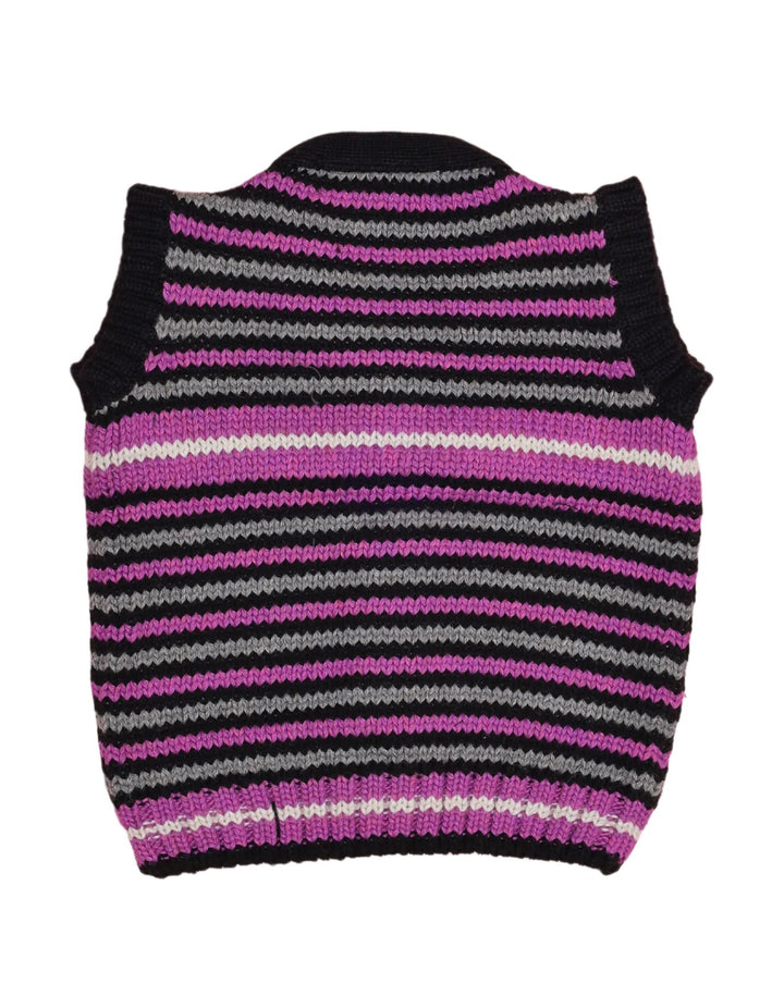 Sleeveless Sweater Black with Multi-Color Stripes