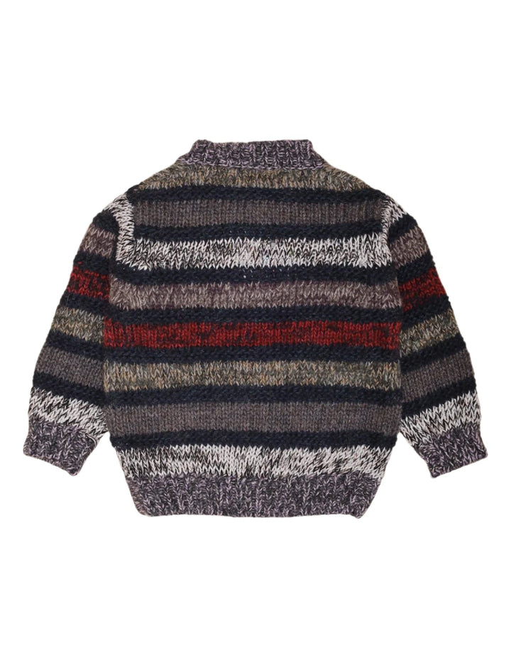 Sweater Light Gray Off White and Maroon Stripes Unisex