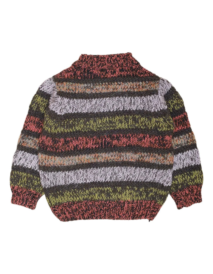 Sweater Light Gray Off White and Maroon Stripes Unisex