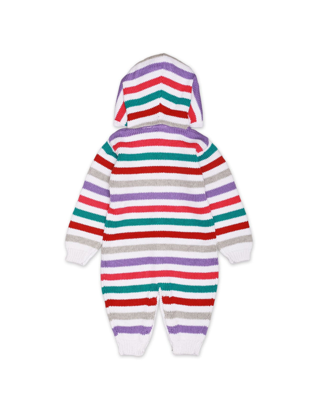 Romper Hooded White Multi Stripes Infant