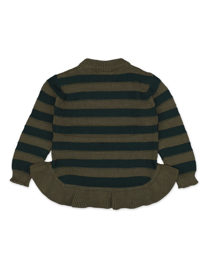 Sweater Round Neck Frill Bottom Olive Green Infant