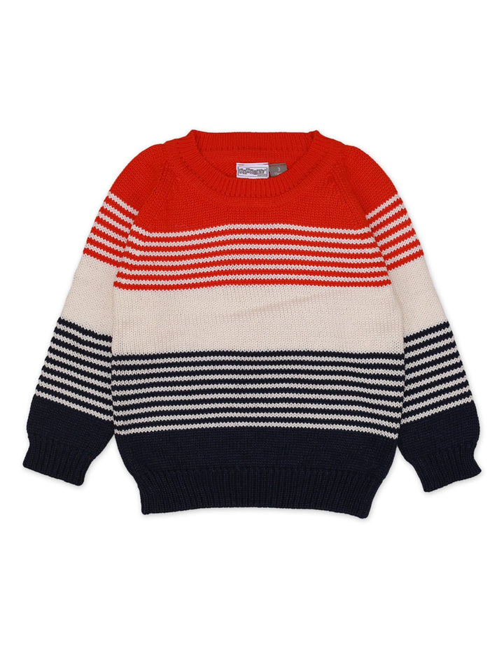 Zubaida's Sweater Round Neck Orange Navy White Infant