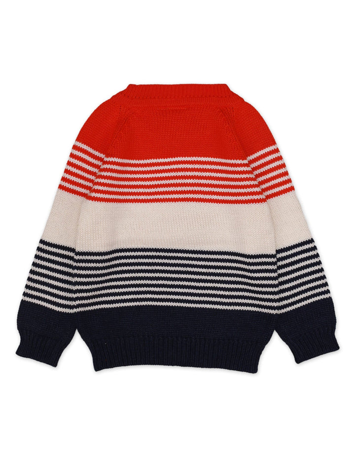 Sweater Round Neck Orange Navy White Infant