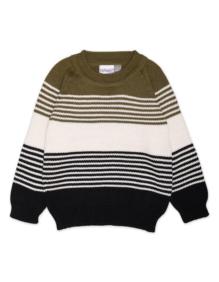 Sweater Round Neck Green Black White Infant