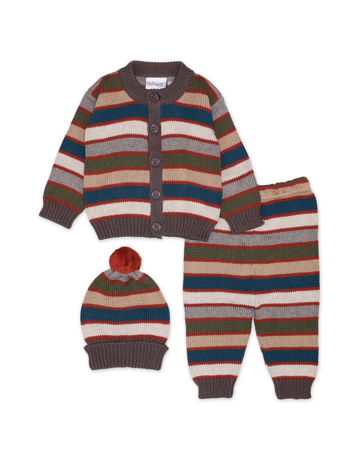 Knitted Suit Set Multi With Stripes 3 Pcs for Unisex