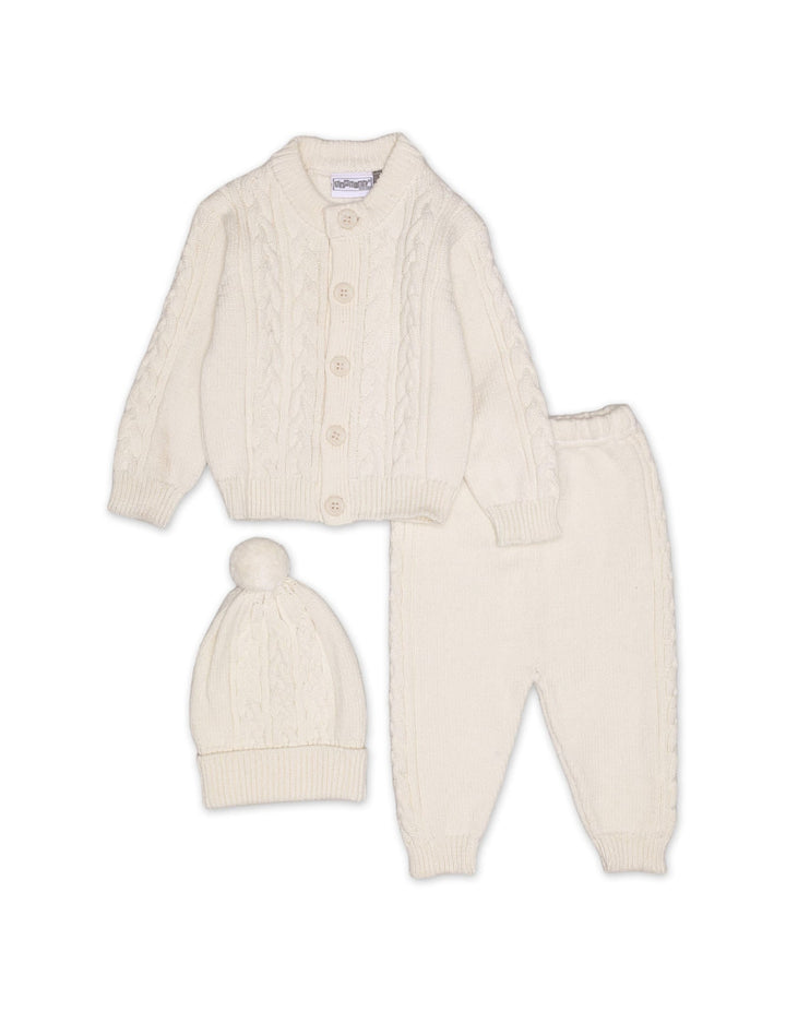 Knitted Suit Set White 3 Pcs for Unisex