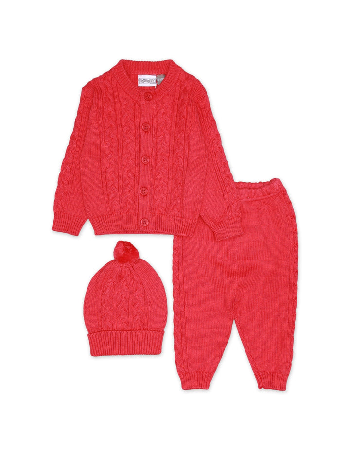 Knitted Suit Set Pink 3 Pcs for Girls