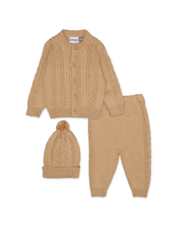 Knitted Suit Set Beige 3 Pcs for Unisex