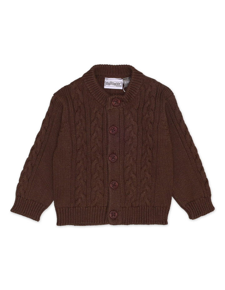 Knitted Suit Set Dark Brown 3 Pcs for Boys