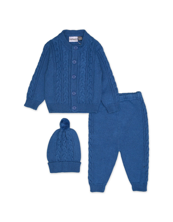 Knitted Suit Set Blue 3 Pcs for Boys