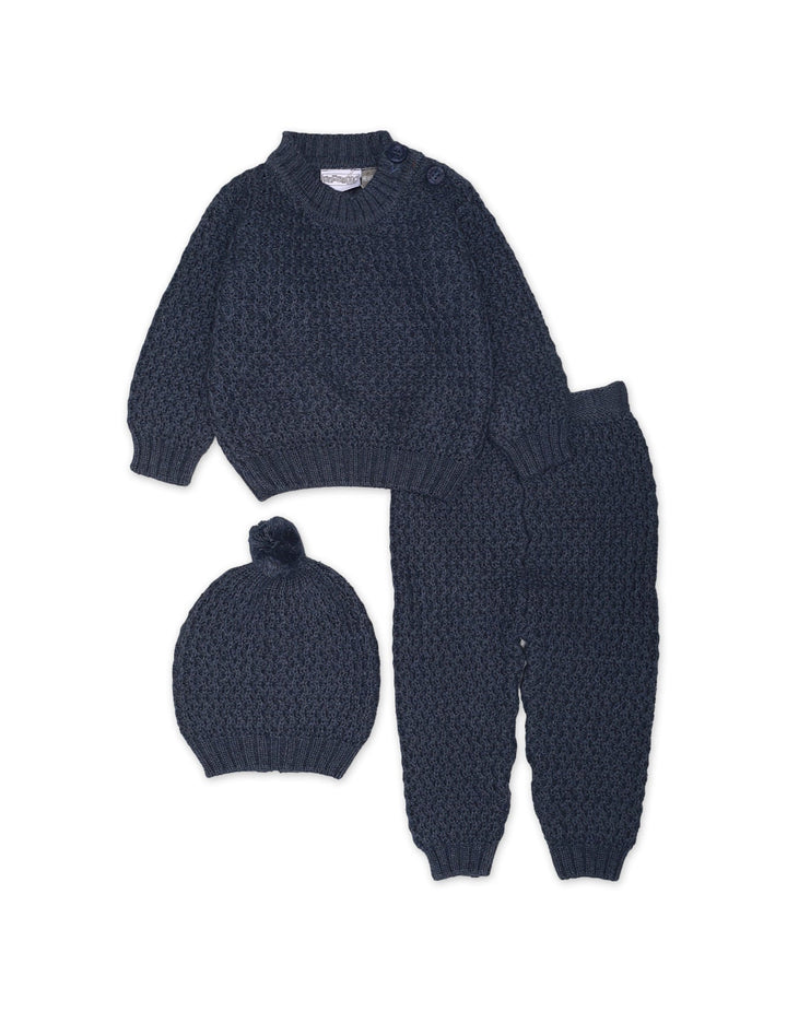 Knitted Suit Set Faded Blue 3 Pcs for Boys