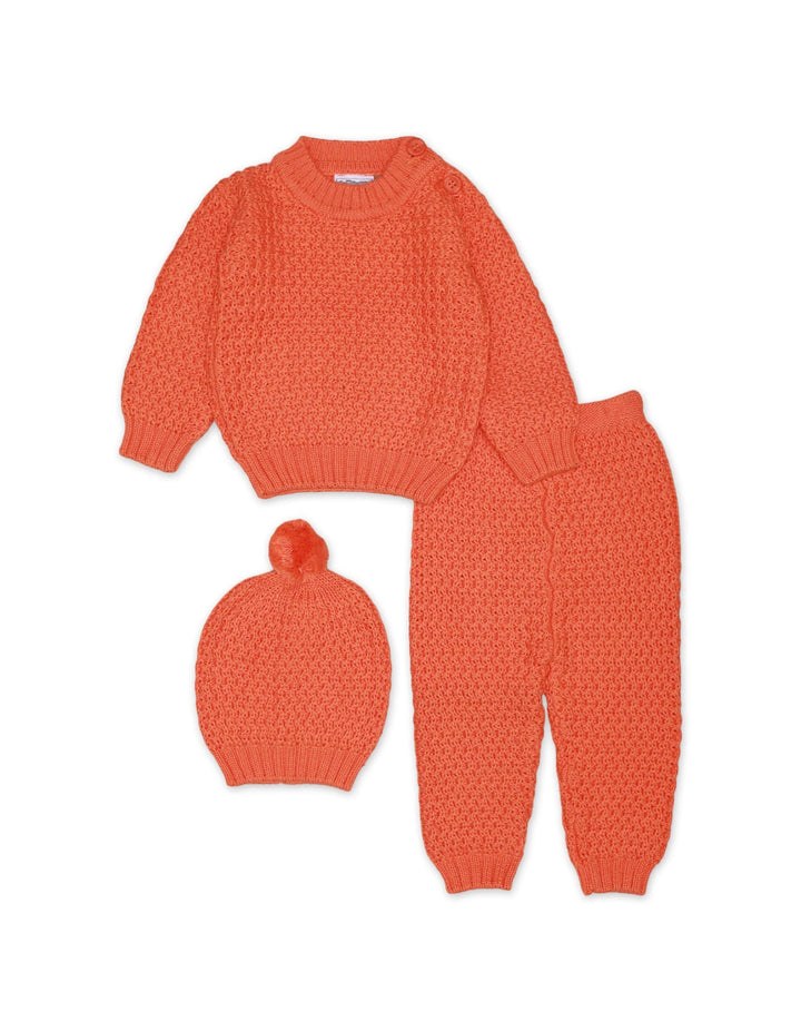 Knitted Suit Set Orange 3 Pcs for Boys