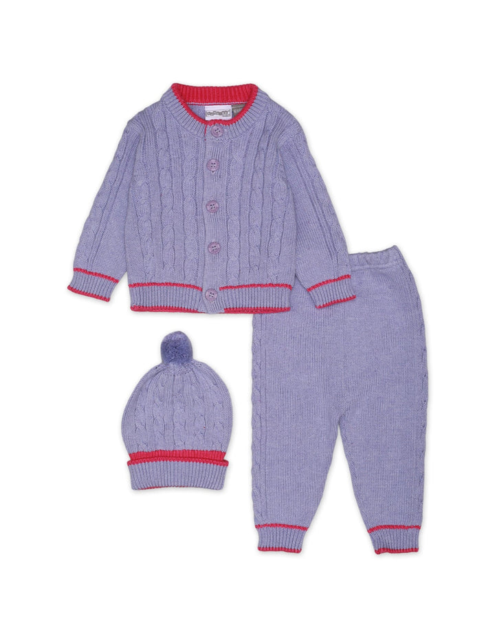 Knitted Suit Set Lilac 3 Pcs for Unisex