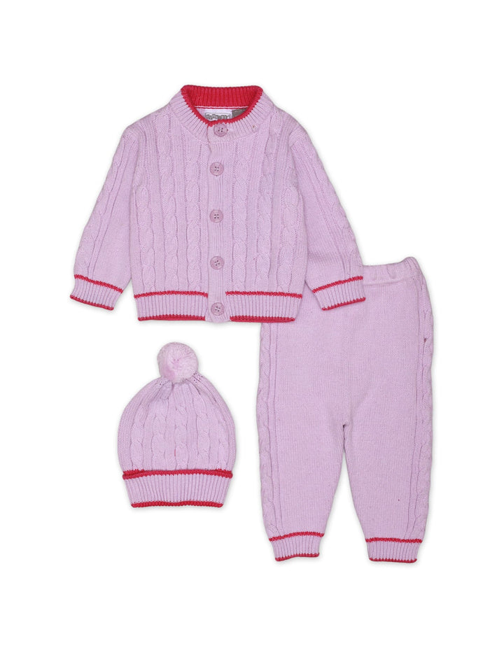 Knitted Suit Set  Purple 3 Pcs for Girls