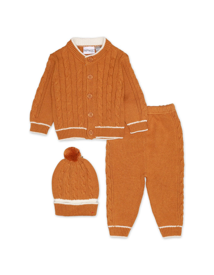 Knitted Suit Set Mustard 3 Pcs for Unisex