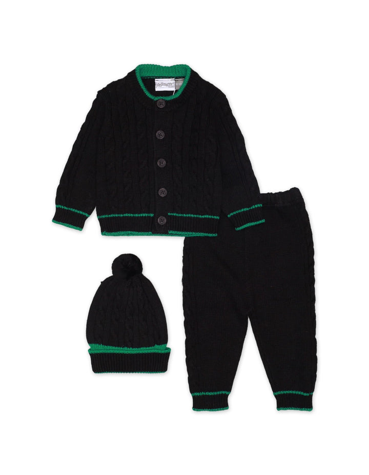 Knitted Suit Set Black 3 Pcs for Boys