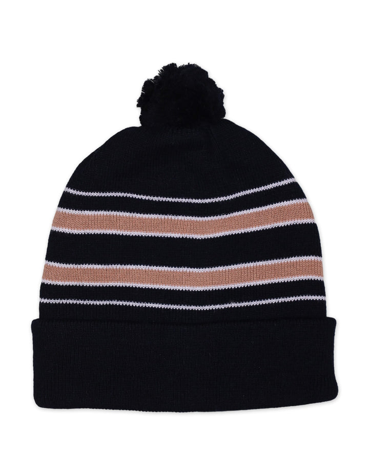 Caps Woolen Black Base With Stripes