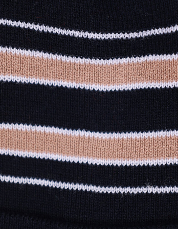 Caps Woolen Black Base With Stripes