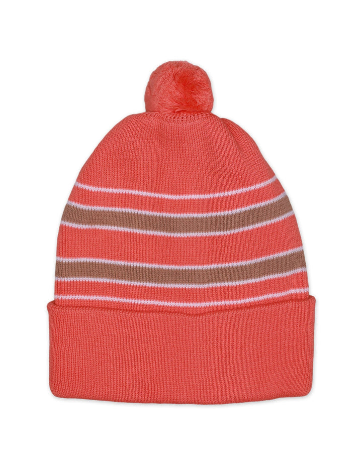 Caps Woolen Peach Base With Stripes