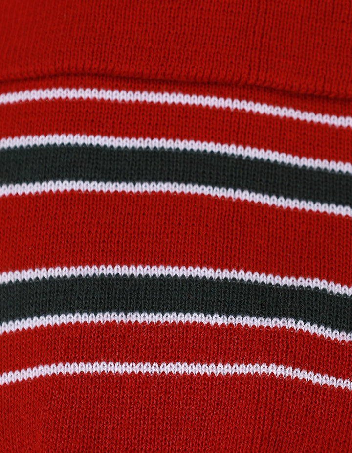 Caps Woolen Red Base With Stripes