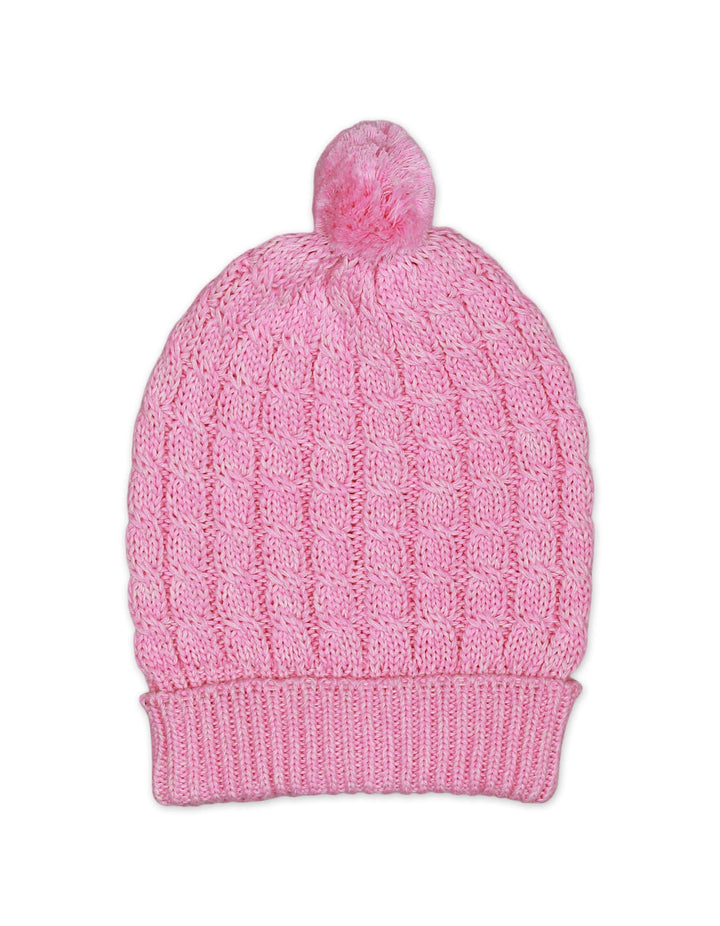 Caps Woolen Tea Pink Ponpon for Girls