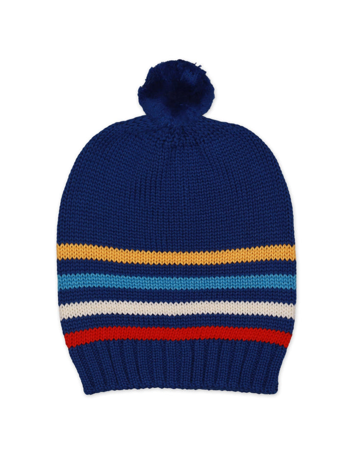 Caps Woolen Blue With Stripes