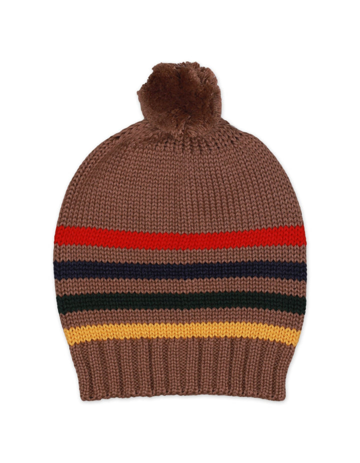 Caps Woolen Brown With Stripes