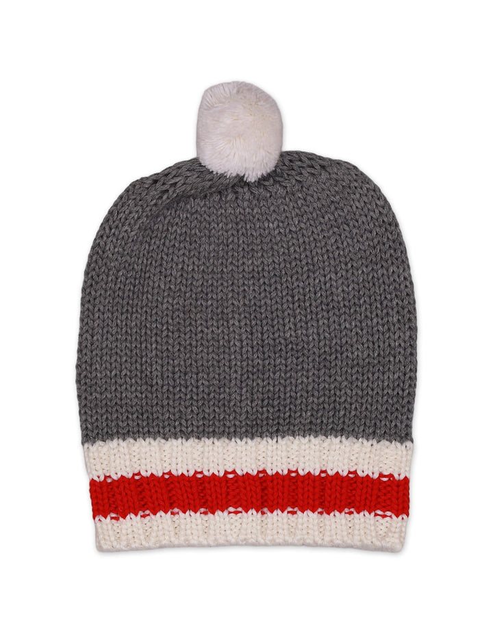 Caps Woolen Grey With Stripes