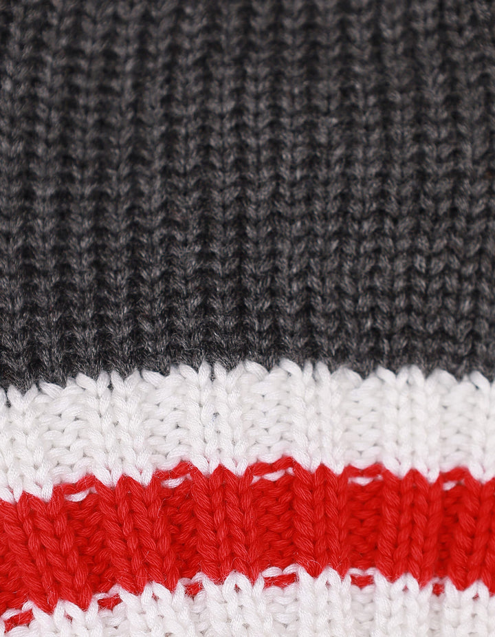 Zubaida's Caps Woolen D.Grey With Stripes