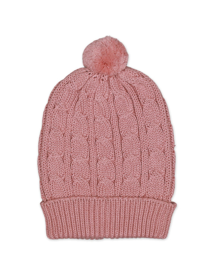 Caps Woolen Tea Pink Stripes for Girls