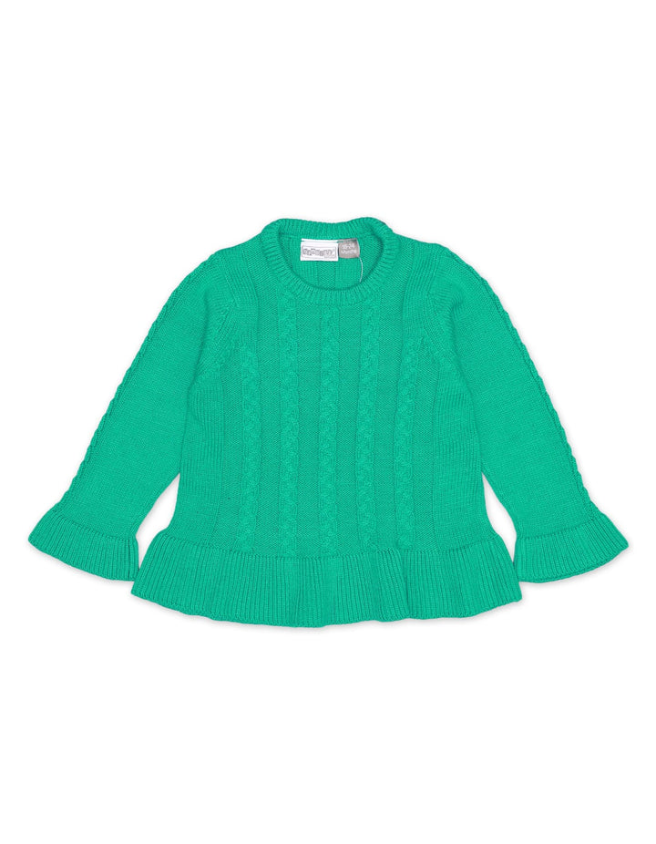 Sweater Frill Bottom Green for Girls