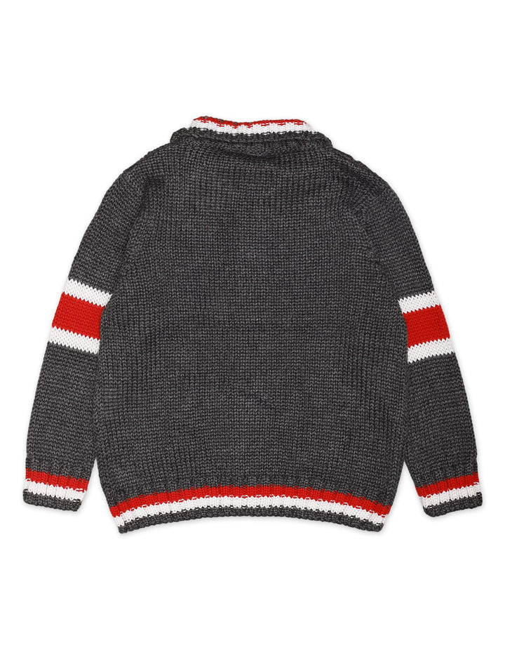 Sweater Front Button Charcoal Base Stripes Toddler