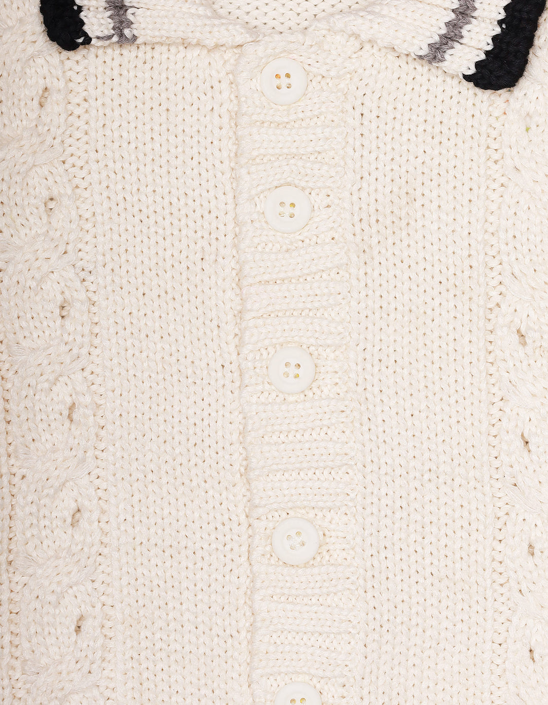 Zubaida's Sweater Front Button Off White Base Stripes Toddler