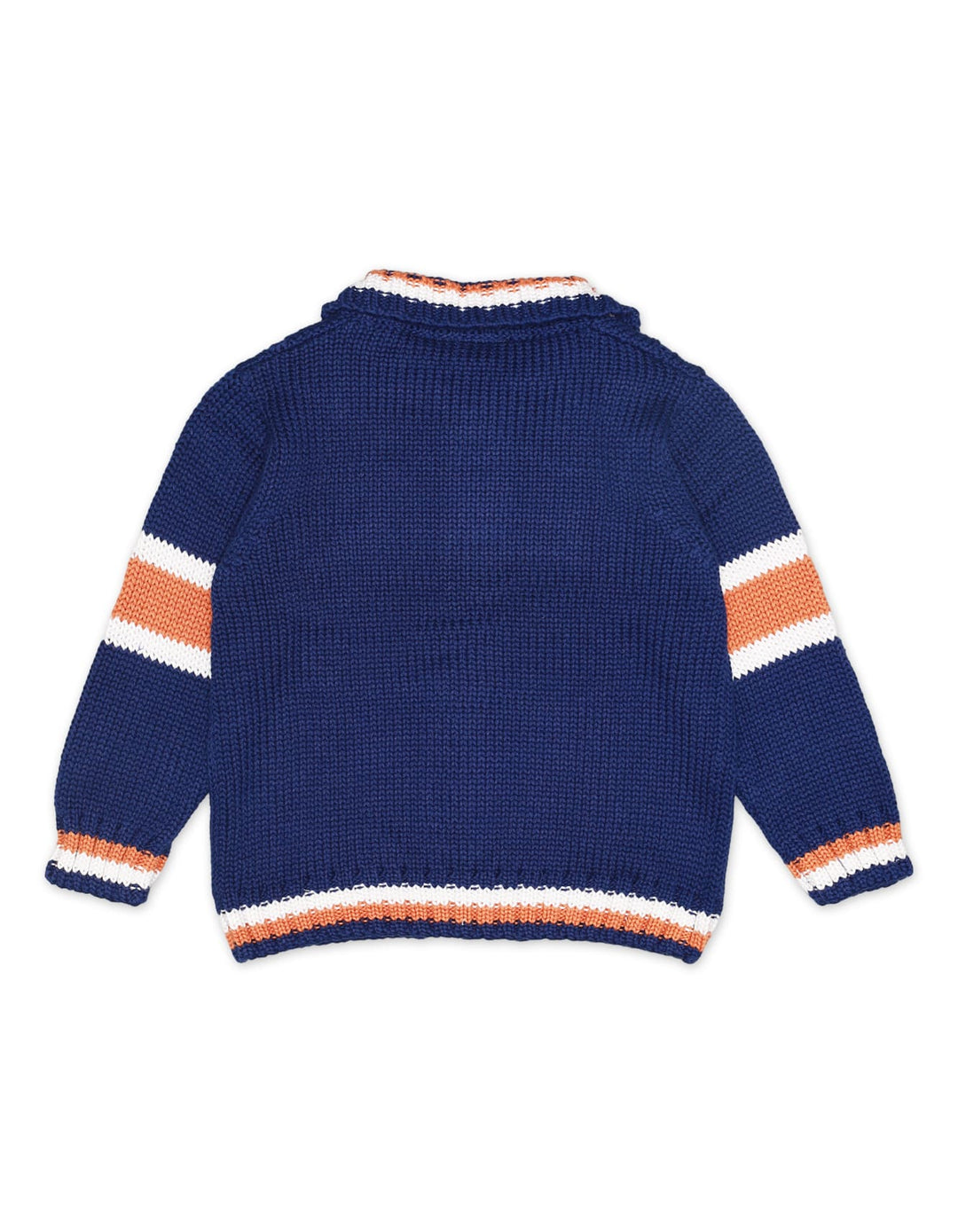 Zubaida's Sweater Front Button Navy Blue Base Stripes Toddler