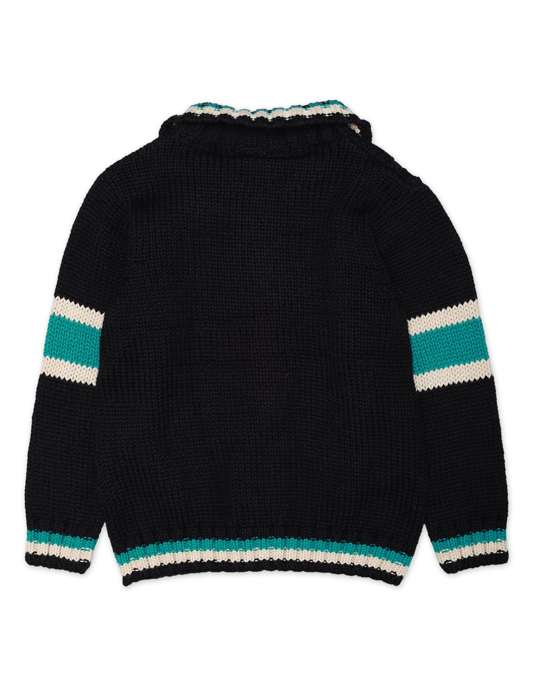 Sweater Front Button Navy Black Base Stripes Toddler