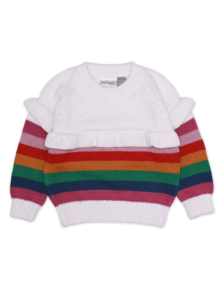 Sweater Multi Stripes White for Girls