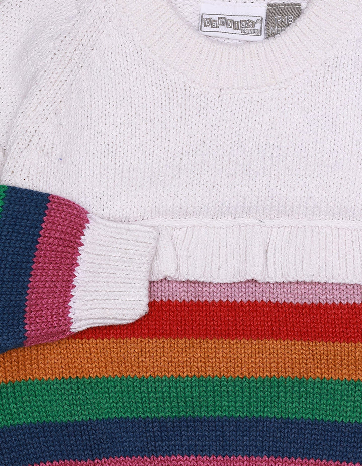 Sweater Multi Stripes White for Girls