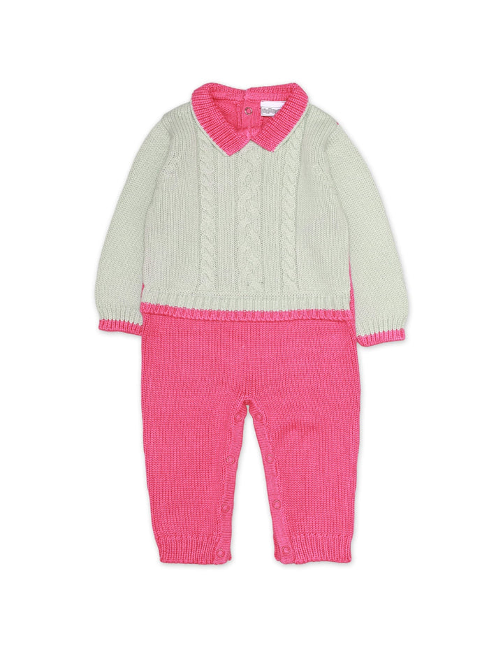 Zubaida's Romper Woolen Mint & Pink Infant for Girls