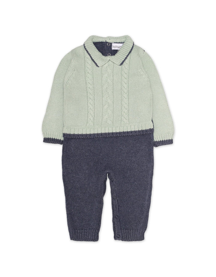 Zubaida's Romper Woolen Lt Green & Faded Blue Infant for Unisex