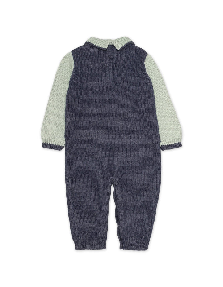 Zubaida's Romper Woolen Lt Green & Faded Blue Infant for Unisex