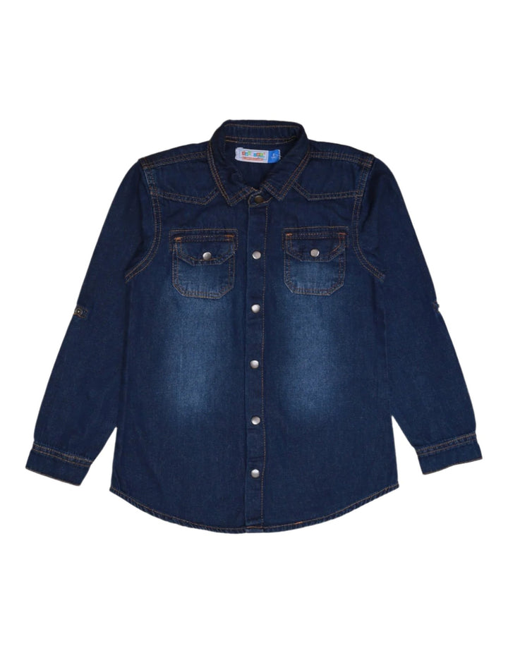 Zubaida's Denim Shirt Navy Blue for Boys - Toddler