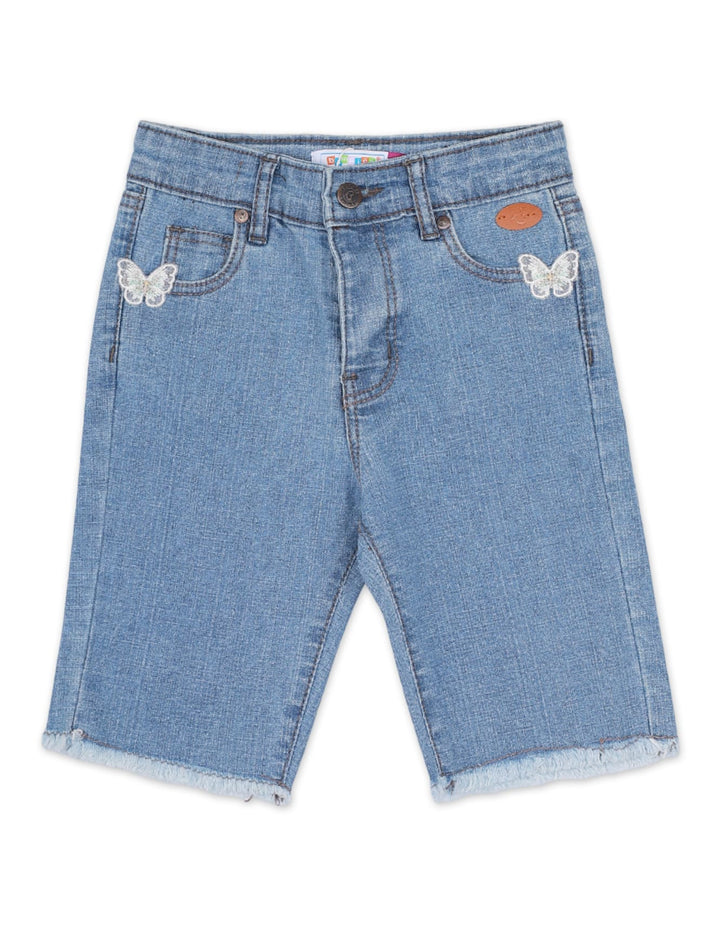 Bermuda Denim Shorts for Girls - Light Blue