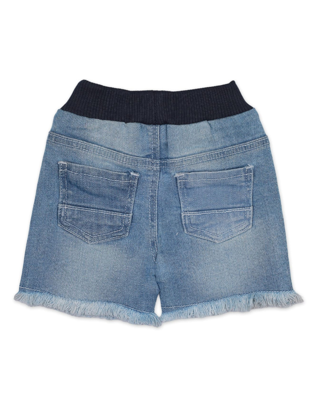 Denim Shorts with Ribbed Waistband for Girls