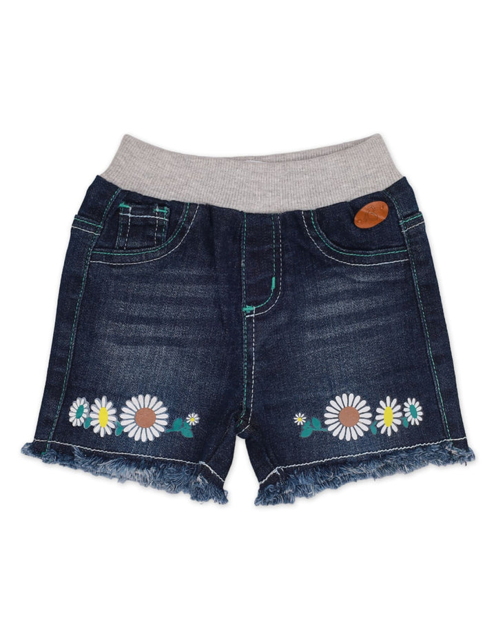 Denim Shorts with Ribbed Waistband for Girls