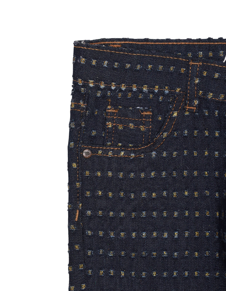 Pant Twill Blue Square Glitter for Girls