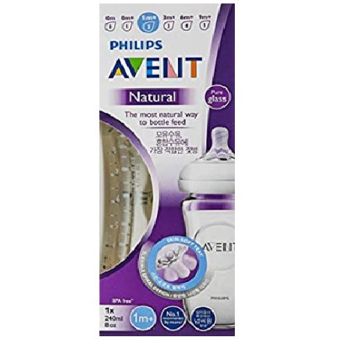 Philips AVENT Glass Feeding Bottle 240 ML PK1 Natural Range (SCF673/13)