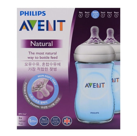 Philips Avent Natural II PP 260ML Bottle PK2 Blue (SCF695/23)