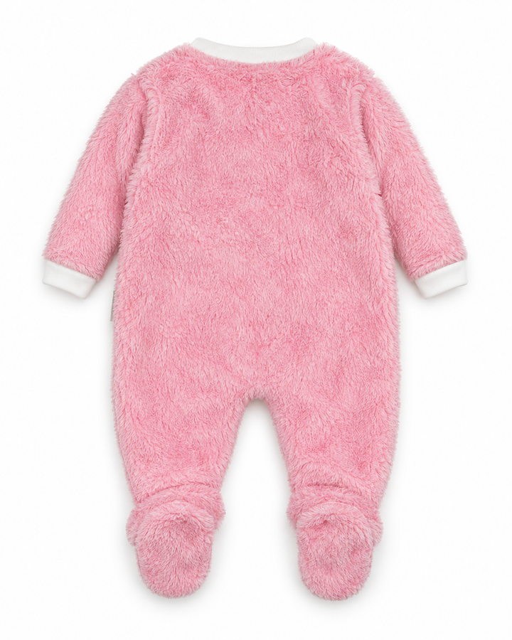 Infant Girl Winter Sleep Suit with Cap Crown and Cloud Pink at Zubaidas