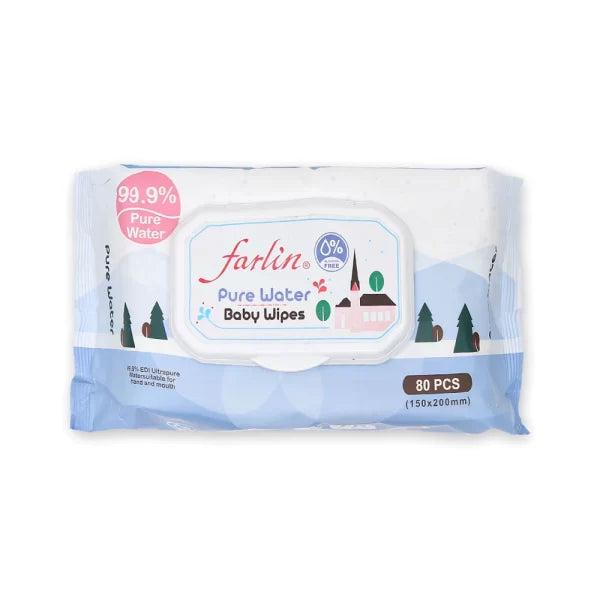 Zubaida's Farlin Pure Water Baby Wipes 80 Pcs Flip Top - CE-21001-1B - Zubaidas Official™
