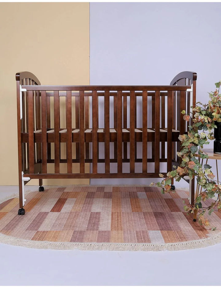 Wooden Cot Dark Brown - Bear Theme